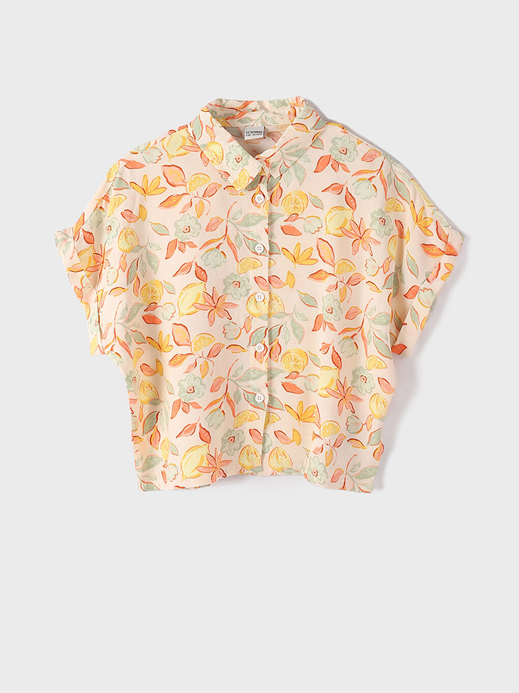 قميص قصير كم قصير منقوش للبنات