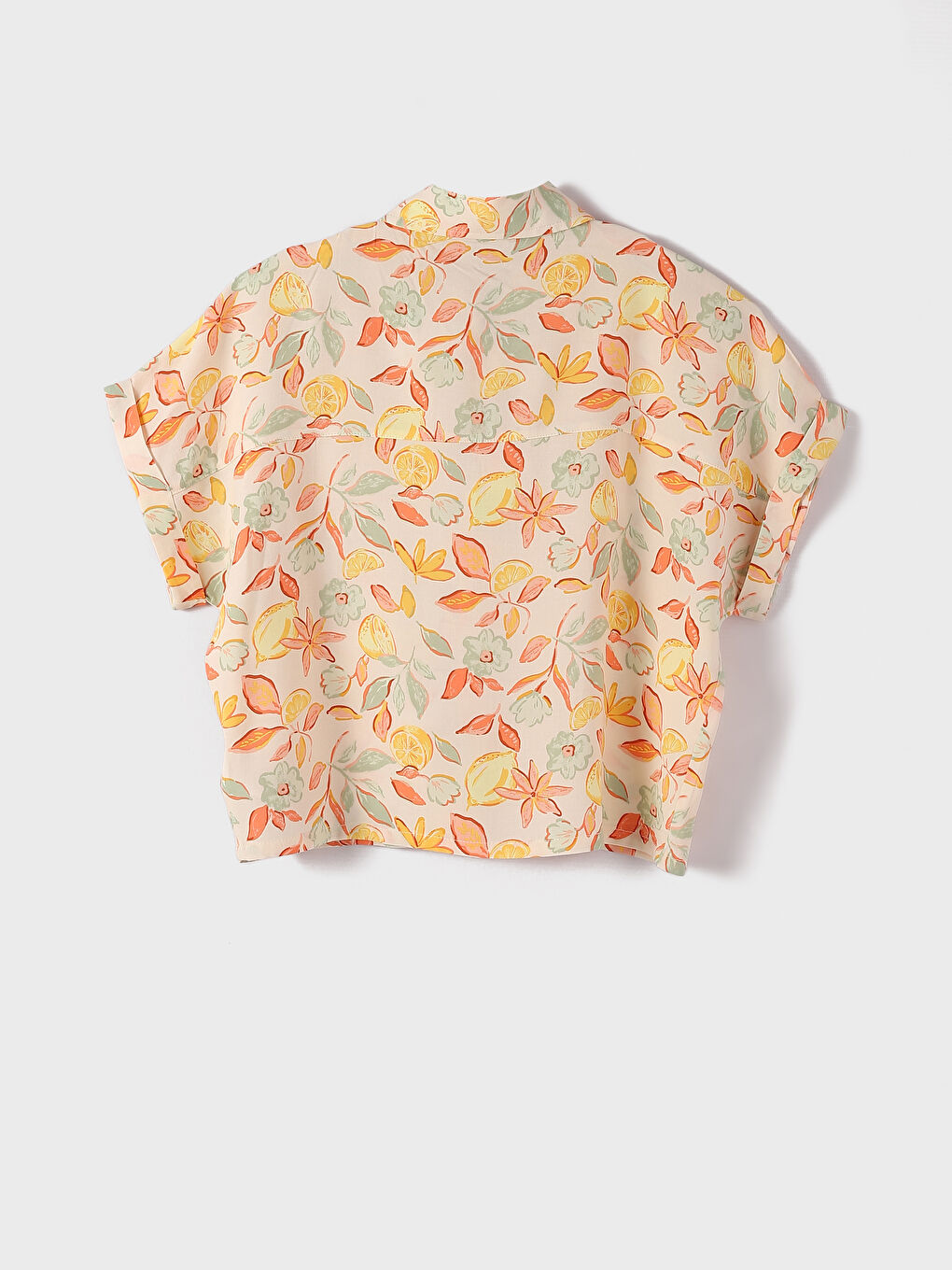 قميص قصير كم قصير منقوش للبنات-2