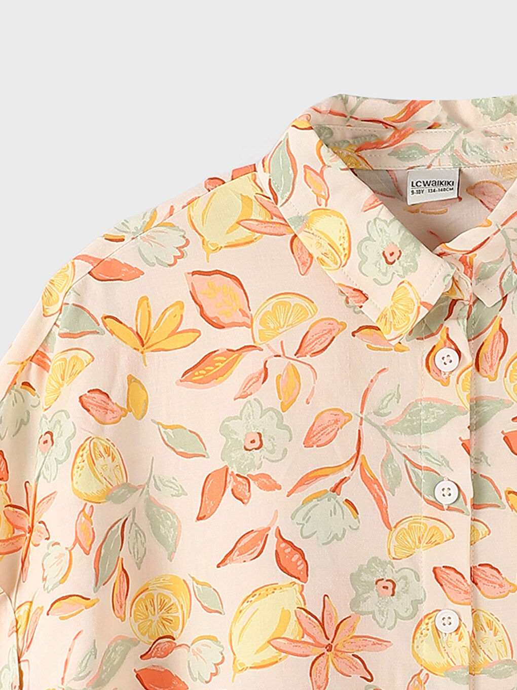 قميص قصير كم قصير منقوش للبنات-1