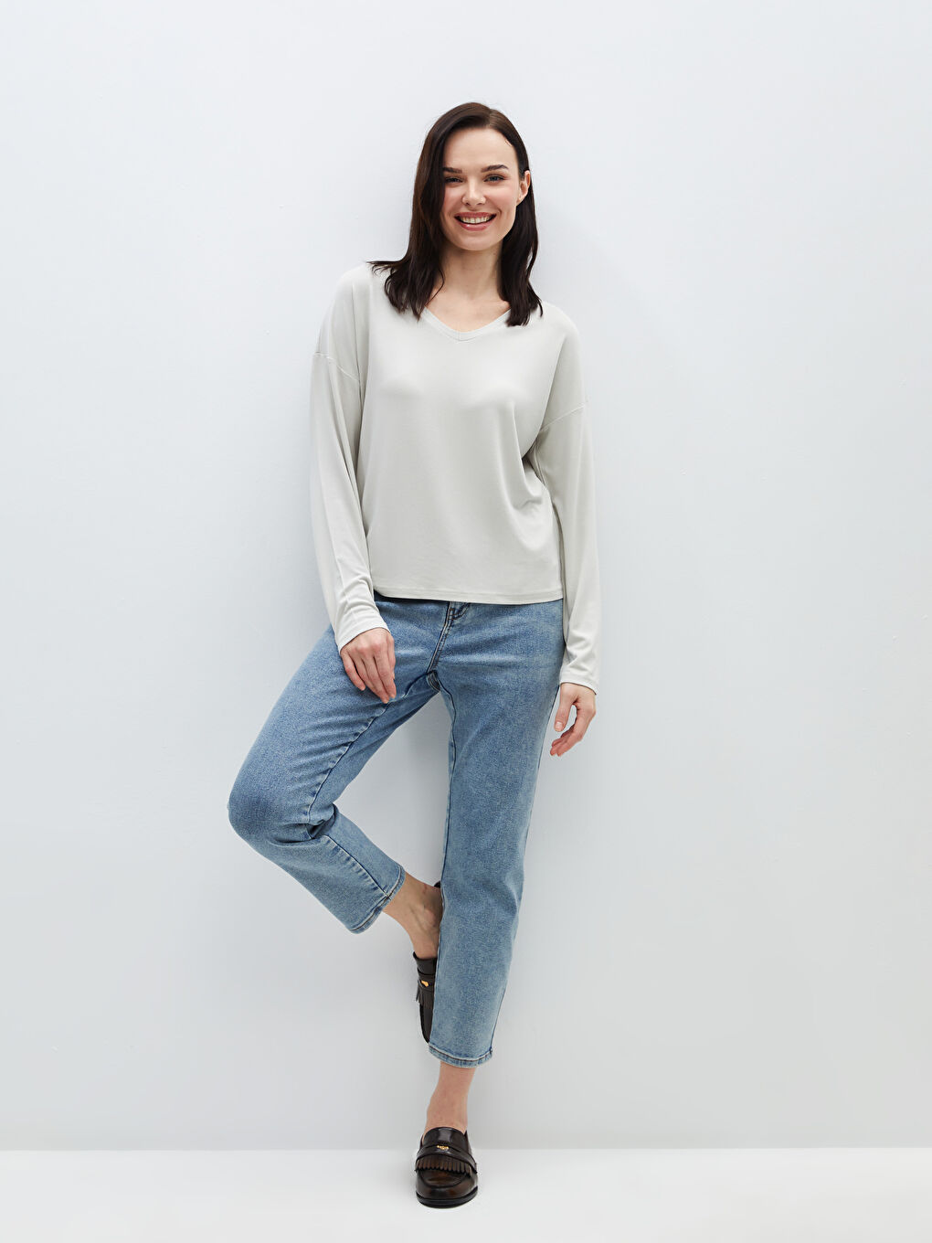 LC Waikiki Elasticated Waist Mom Fit Women's Jeans -S4CE00Z8-SHK
