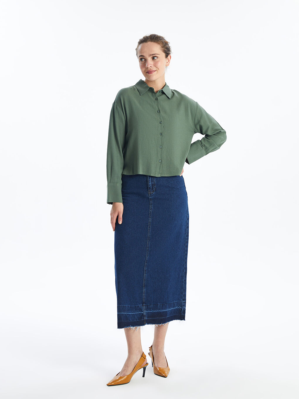 Standard Fit Women's Jean Skirt -S4CE14Z8-309