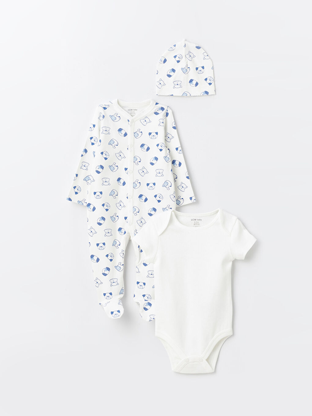 Crew Neck Printed Baby Boys' 3-Pack Set