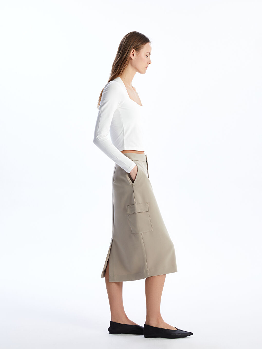 LCW Vision Women's Regular Fit Plain Skirt -S4CF28Z8-VHS