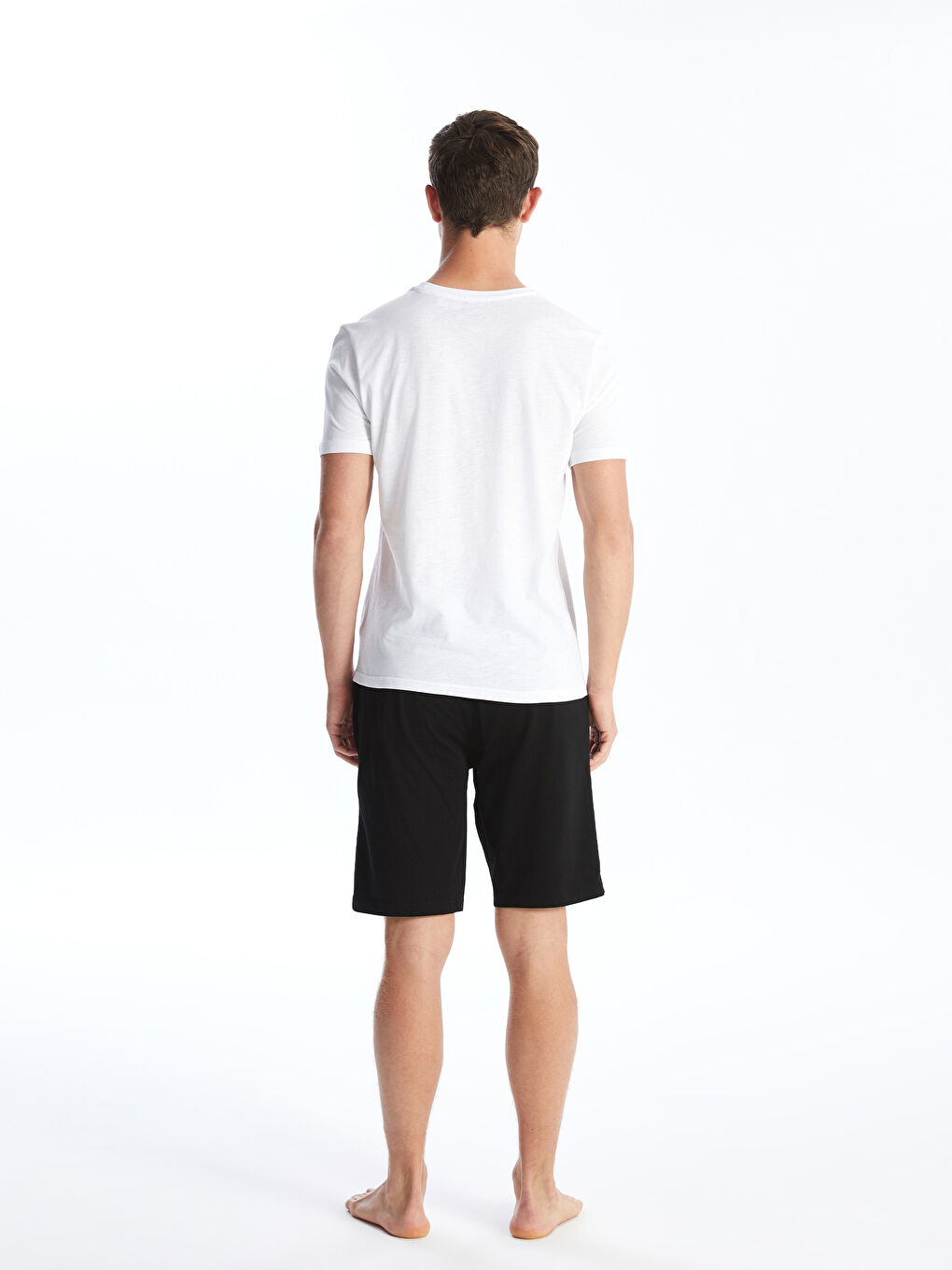 Beyaz Standart Kalıp Beşiktaş Baskılı Erkek Şortlu Pijama Takımı-3