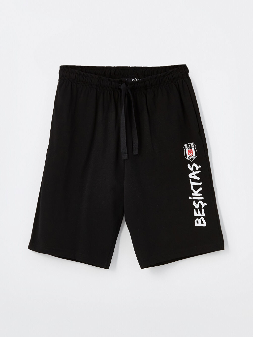 Beyaz Standart Kalıp Beşiktaş Baskılı Erkek Şortlu Pijama Takımı-7