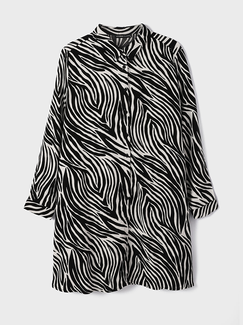 LCWAIKIKI Classic Collared Neck Patterned Long Sleeve Women's Dress -S4CF49Z8-LQJ