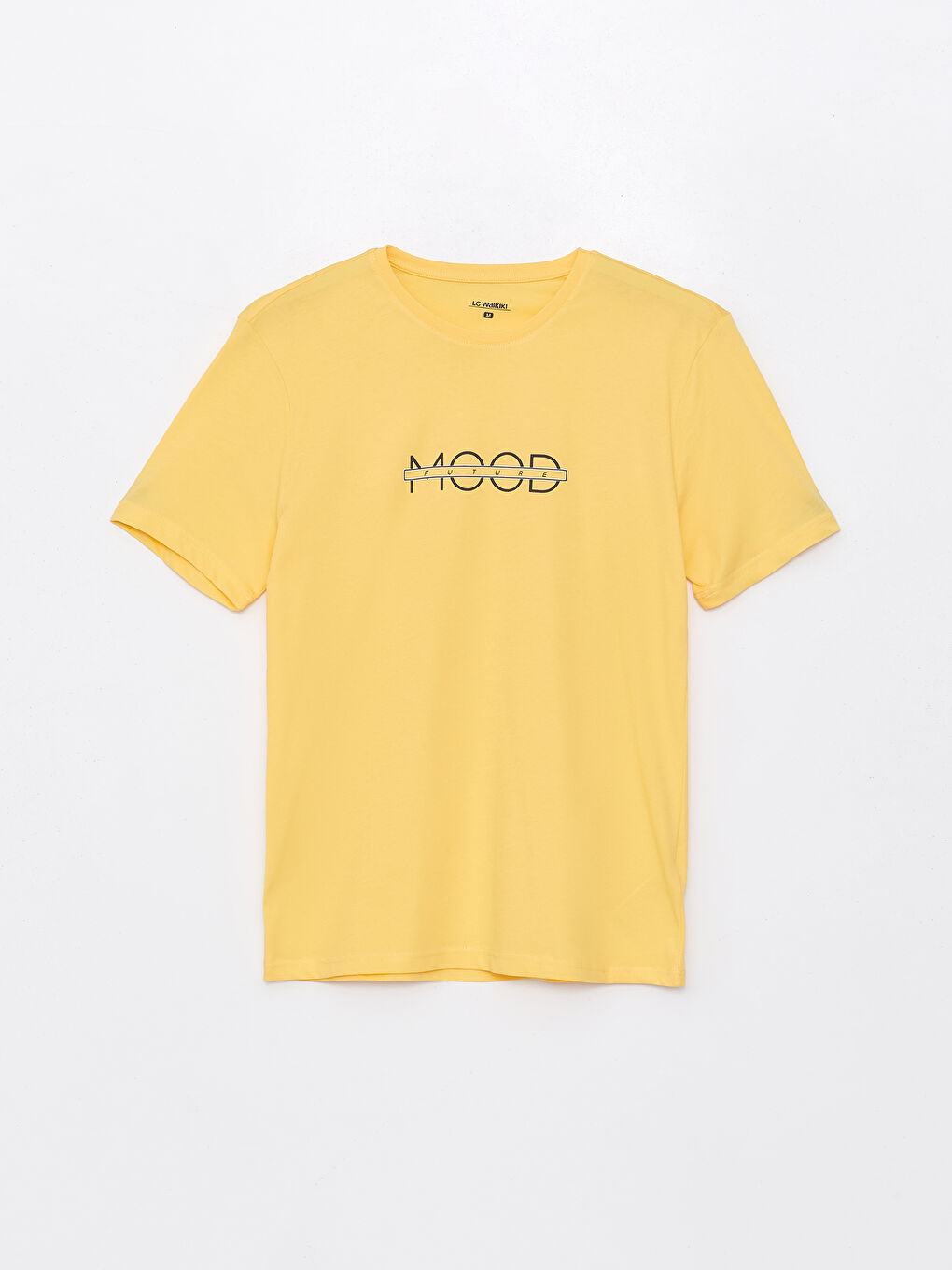 Sarı Bisiklet Yaka Baskılı Penye Erkek Pijama Üst