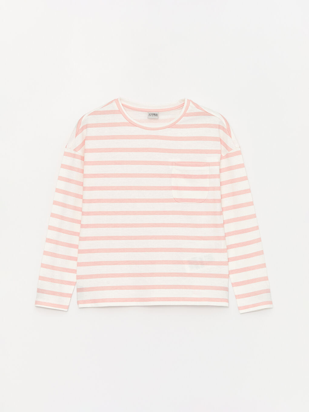 Футболка с круглым вырезом, полосатая, с длинным рукавом, для девочек