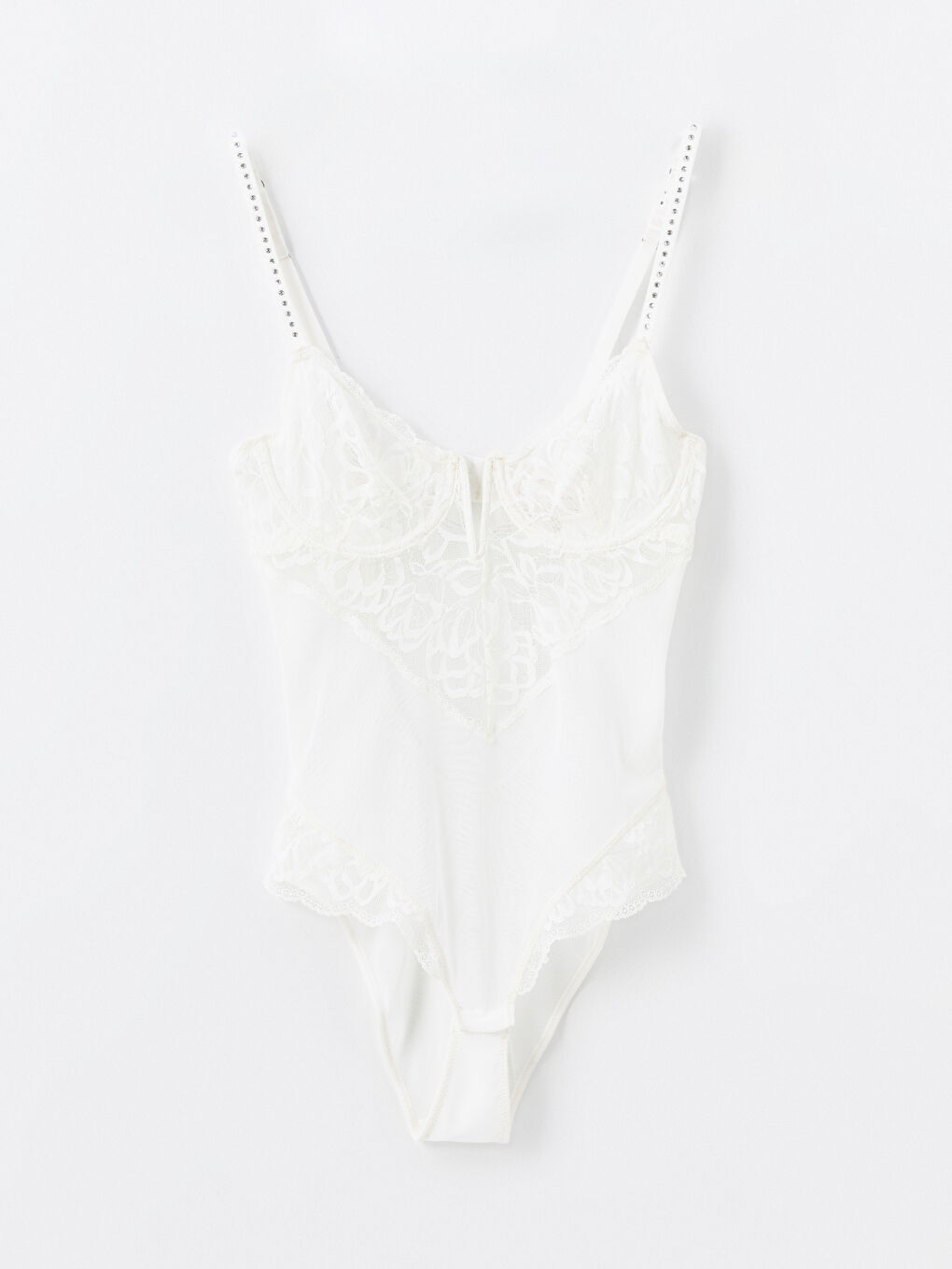 V-Neck Stone Printed Strappy Bodysuit -S4CF78Z8-FDU
