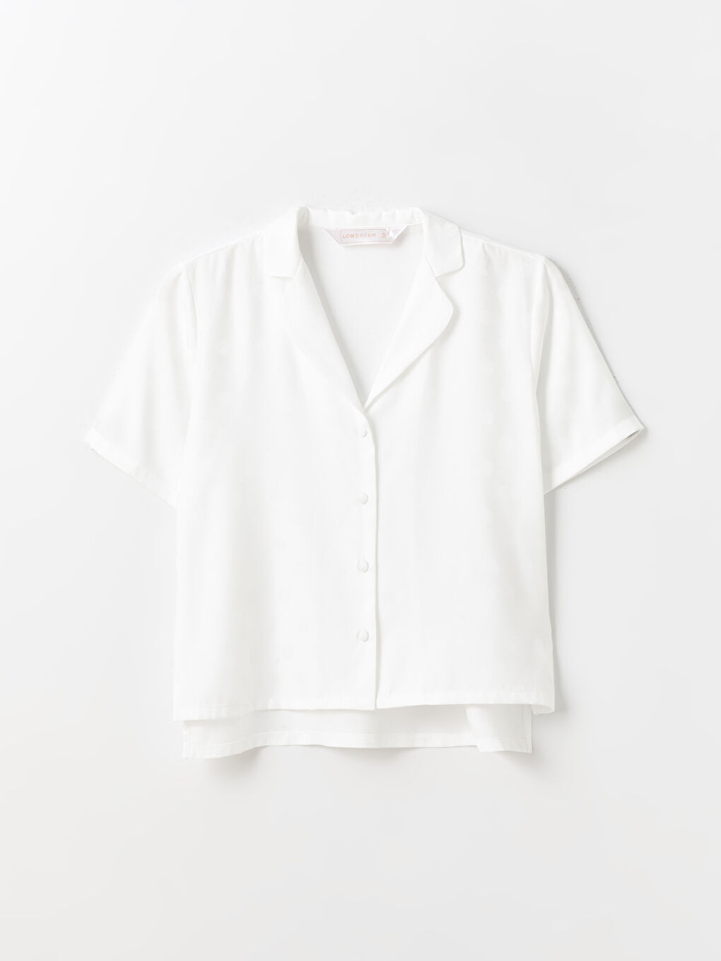 Ekru Gömlek Yaka Saten Kadın Pijama Üstü