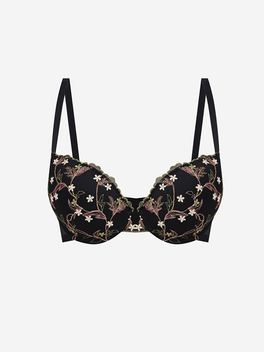 Siyah Balenli Dolgusuz Dantelli Fantezi Tişört Sütyen