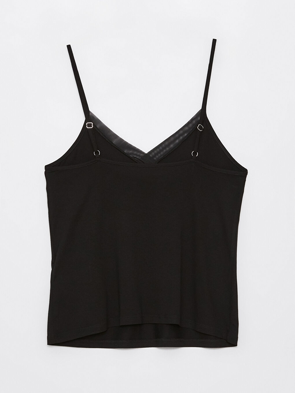 Siyah V Yaka Askılı Kadın Pijama Üst-1