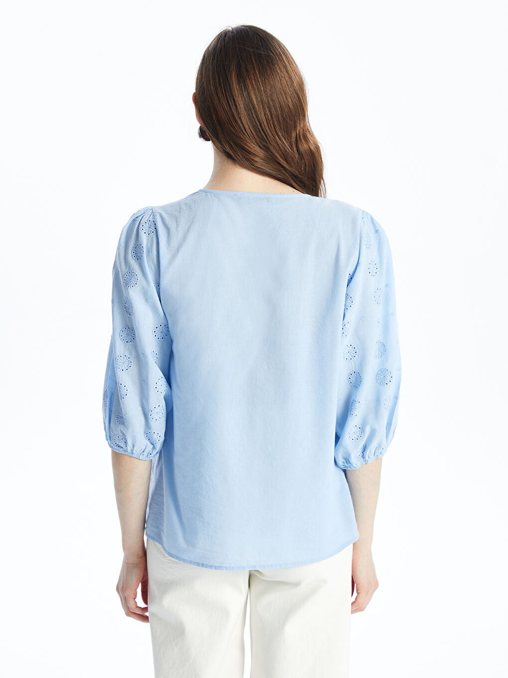 V-Neck Self-Patterned Women's Blouse -S4CH64Z8-G9Q
