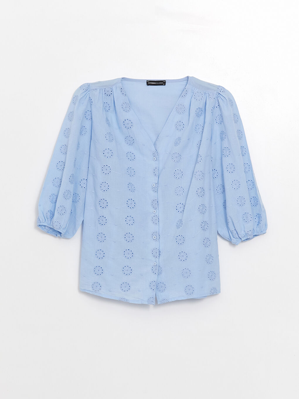 V-Neck Self-Patterned Women's Blouse -S4CH64Z8-G9Q