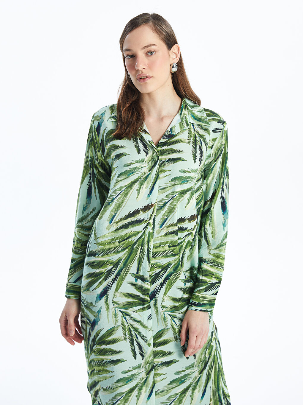 Patterned Long Sleeve Women's Shirt Tunic -S4CH65Z8-LRR