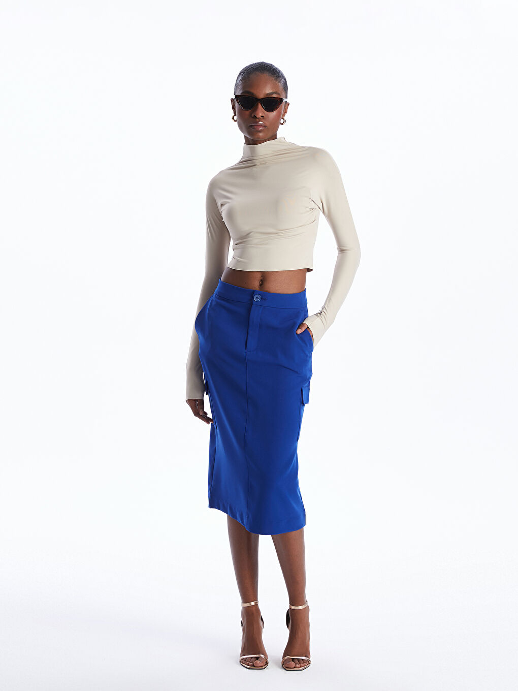 Women's Regular Fit Plain Skirt -S4CH69Z8-HRS