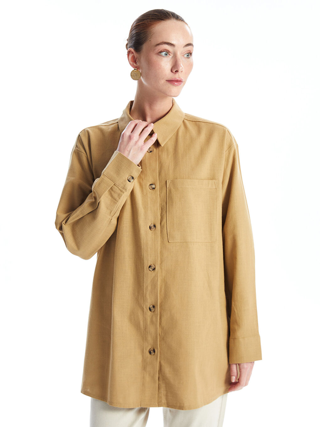 Plain Long Sleeve Women's Shirt Tunic -S4CH78Z8-VZV