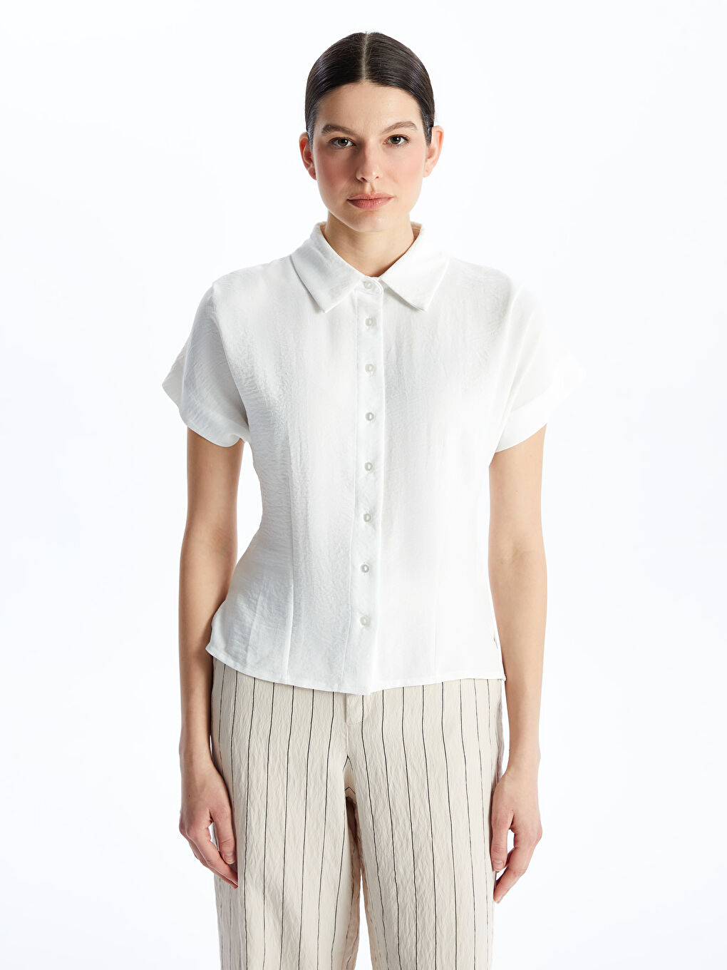 Plain Short Sleeve Women's Shirt -S4CH84Z8-Q6K