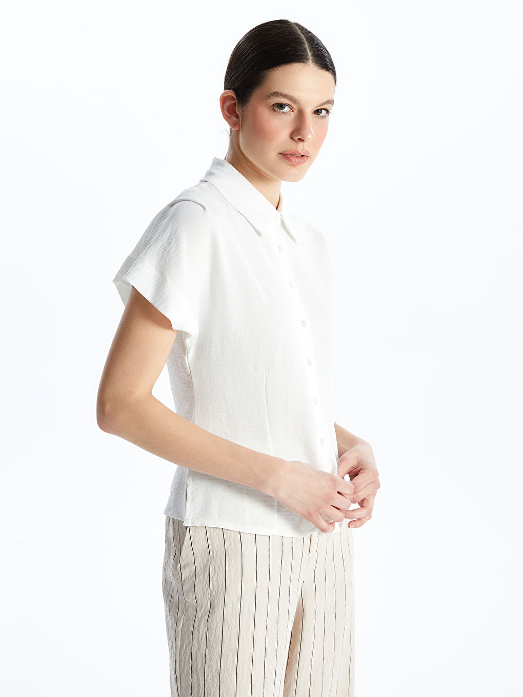 Plain Short Sleeve Women's Shirt -S4CH84Z8-Q6K