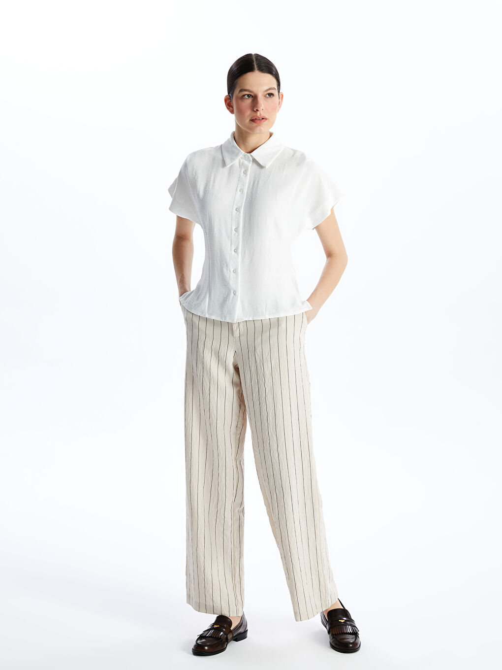 Plain Short Sleeve Women's Shirt -S4CH84Z8-Q6K