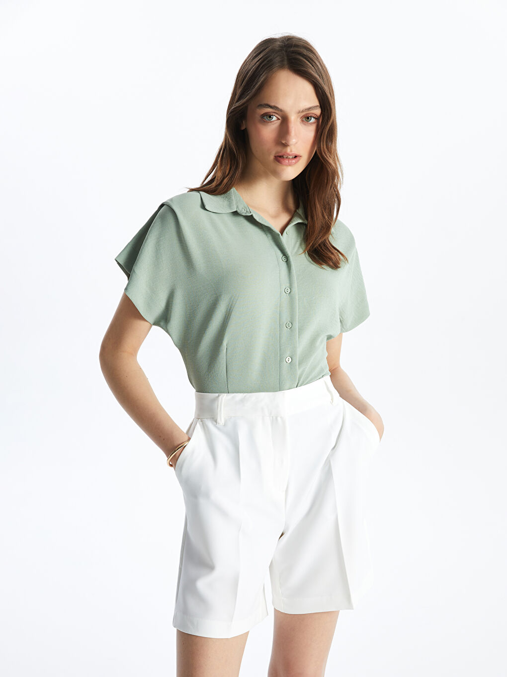 Plain Short Sleeve Women's Shirt -S4CH84Z8-V8F