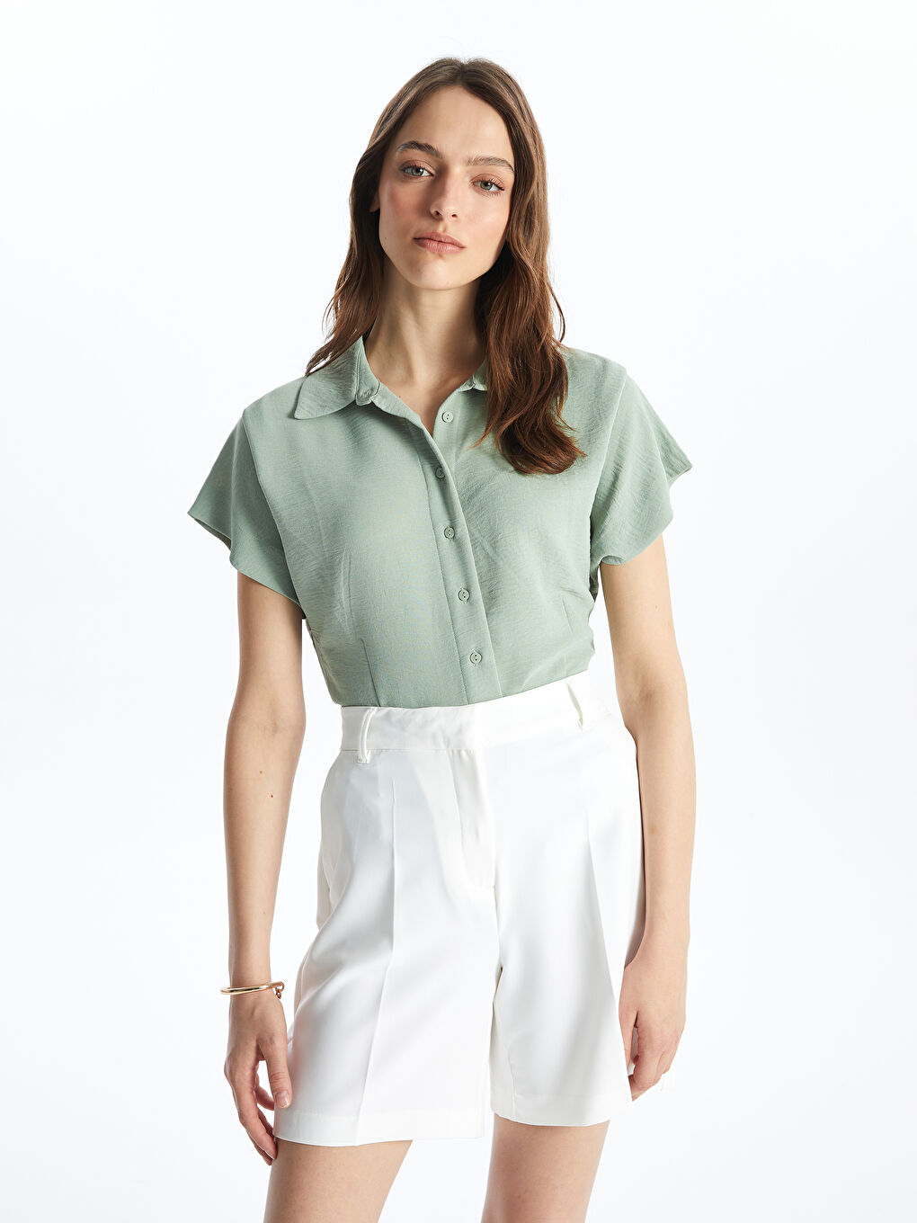 Plain Short Sleeve Women's Shirt -S4CH84Z8-V8F