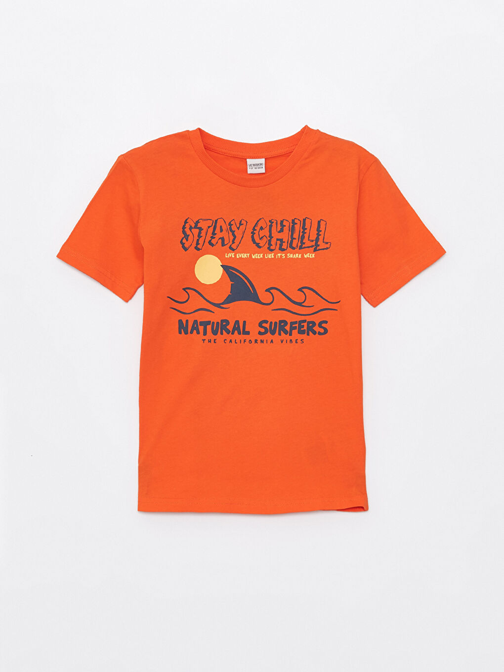Turuncu Bisiklet Yaka Baskılı Kısa Kollu Erkek Çocuk Tişört 2'li-1