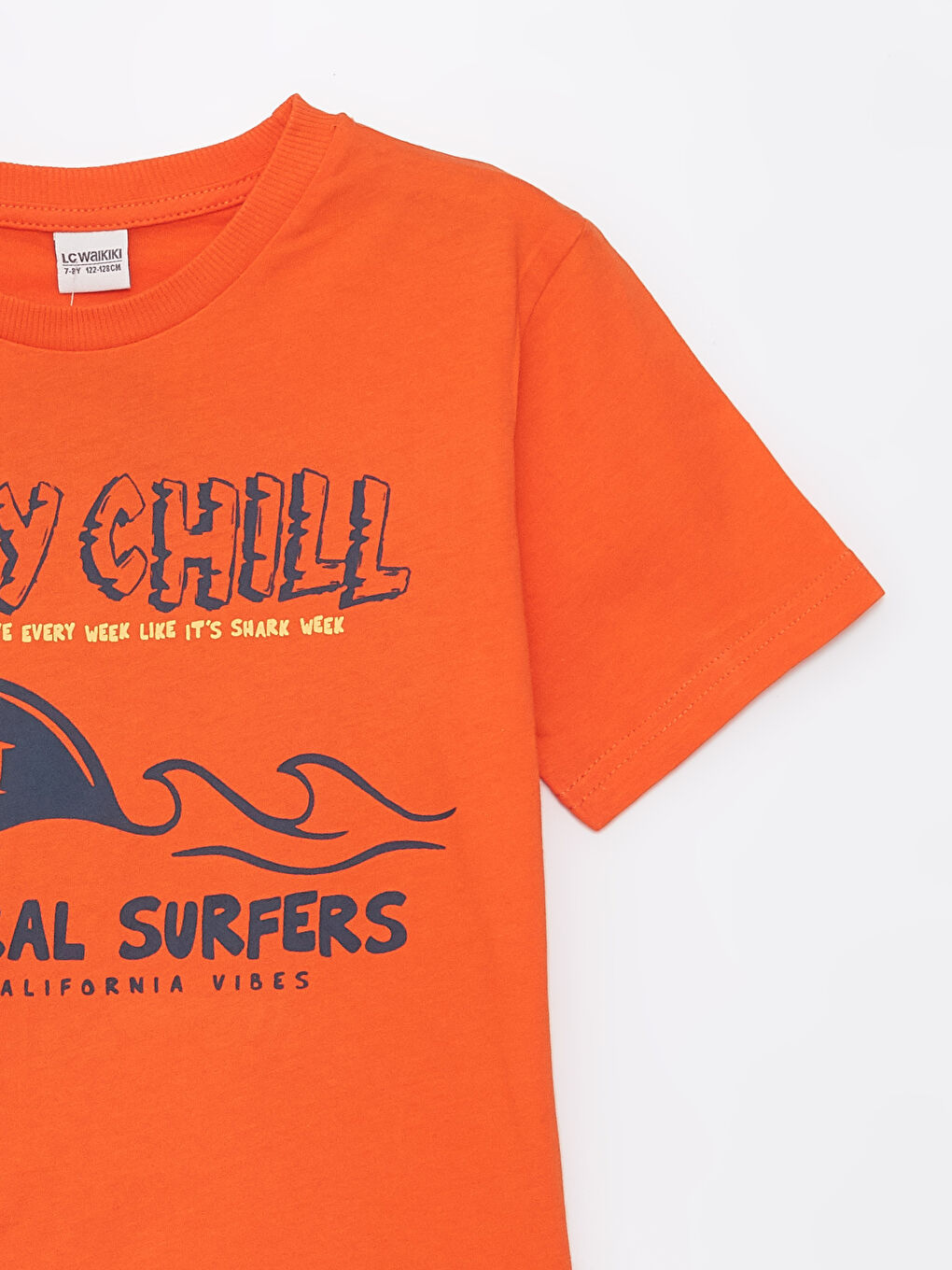 Turuncu Bisiklet Yaka Baskılı Kısa Kollu Erkek Çocuk Tişört 2'li-2