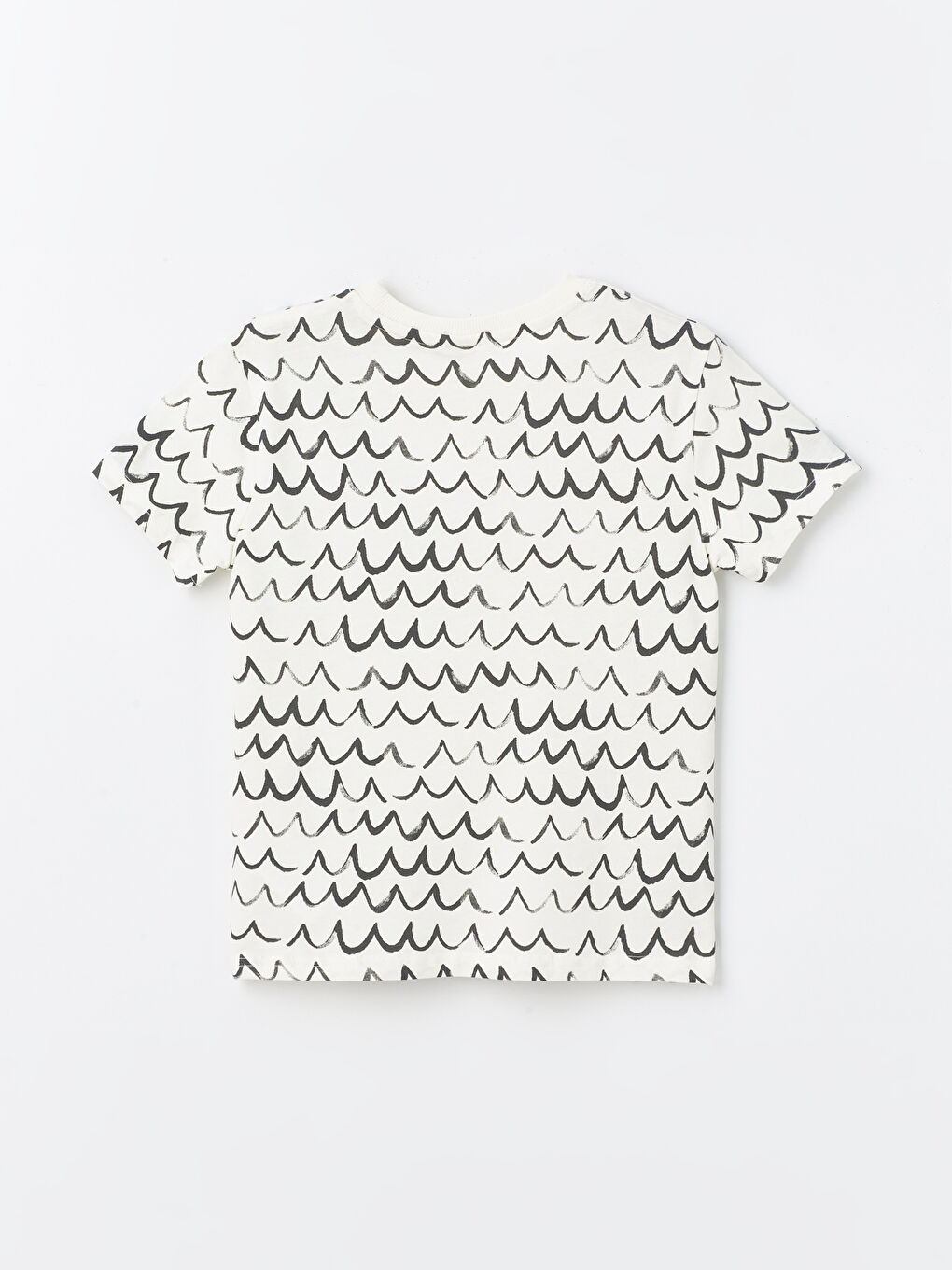 Ekru Bisiklet Yaka Baskılı Kısa Kollu Erkek Çocuk Tişört-1