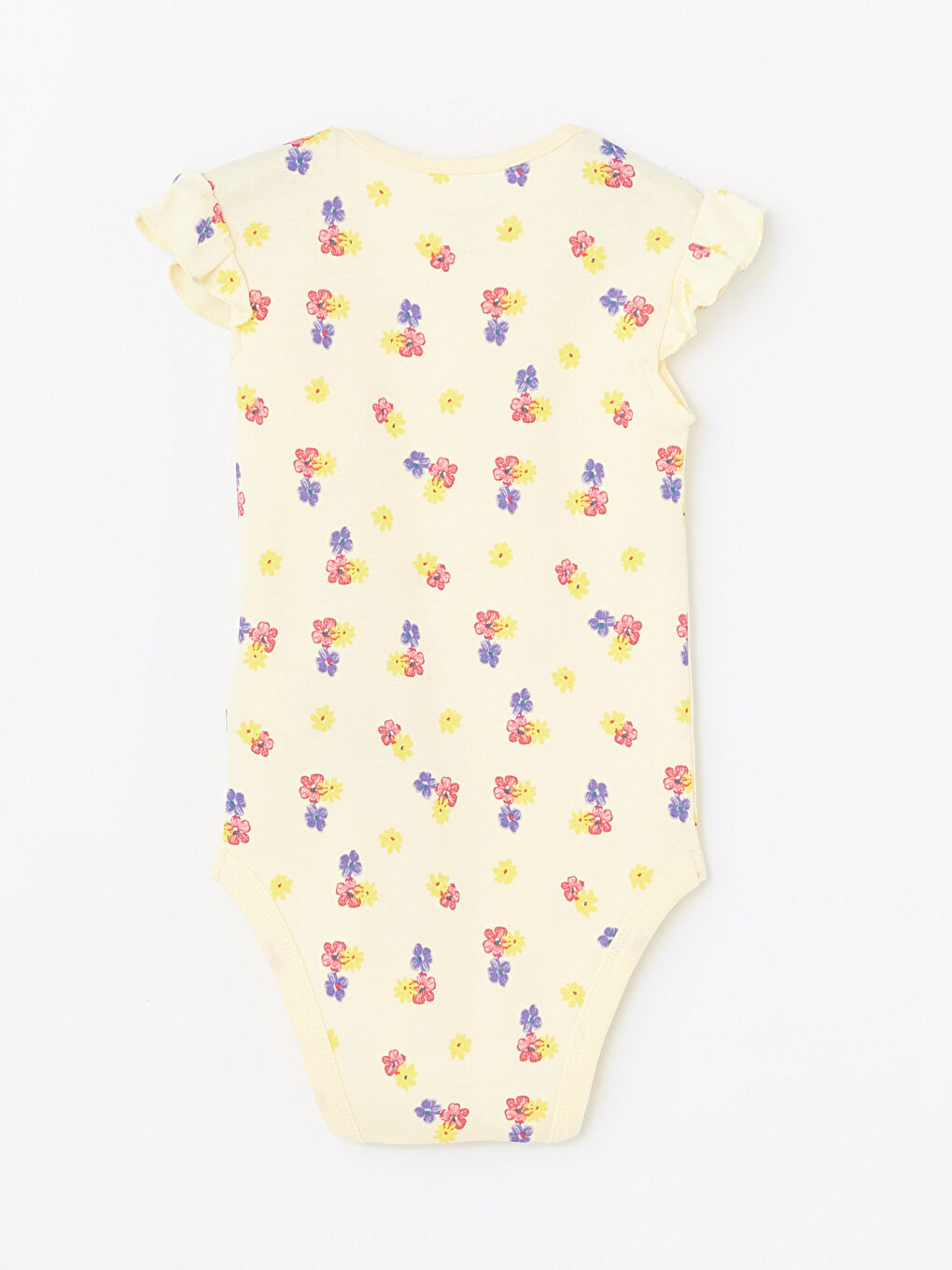 Sarı Çiçek Baskılı Kız Bebek Çıtçıtlı Body-1