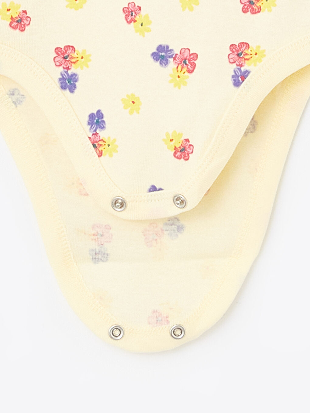 Sarı Çiçek Baskılı Kız Bebek Çıtçıtlı Body-2
