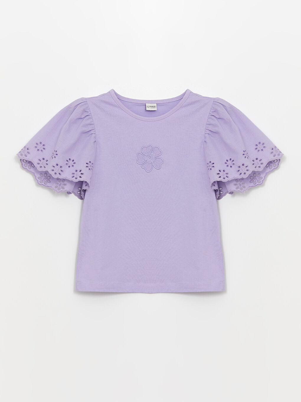 LCW Kids Crew Neck Embroidered Short Sleeve Girls' T-Shirt -S4CI26Z4-FKW