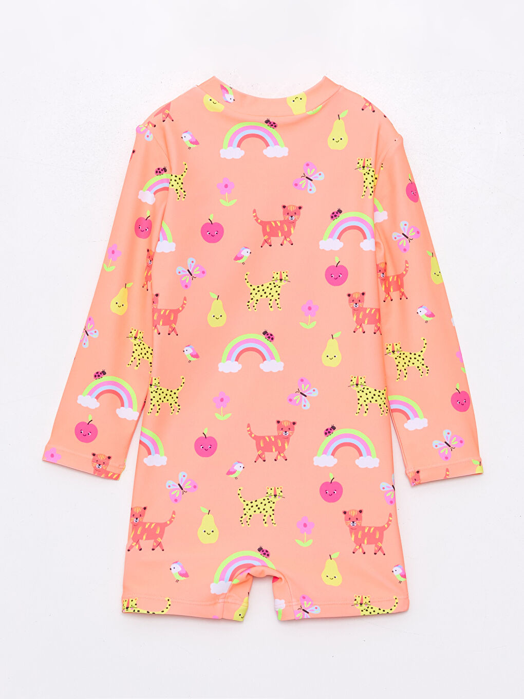 Crew Neck Long Sleeve Printed Baby Girls' Swimsuit -S4CJ03Z1-LSL