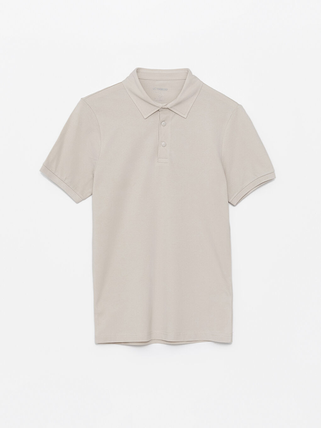 Bej Polo Yaka Kısa Kollu Pike Erkek Tişört-5