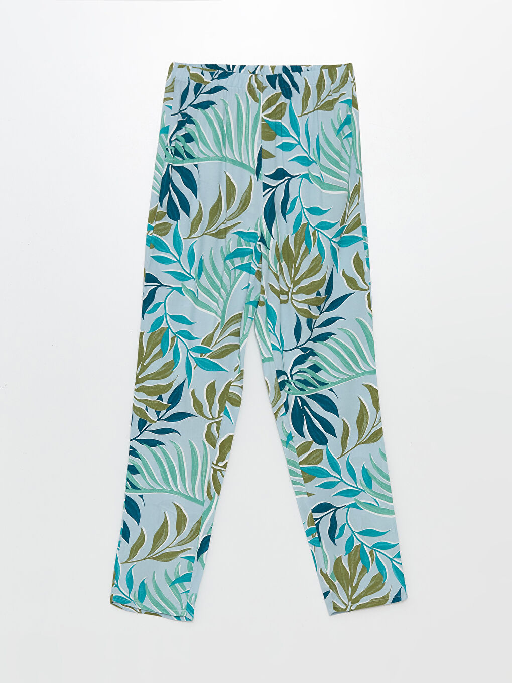 Gri Beli Lastikli Çiçekli Kadın Pijama Alt