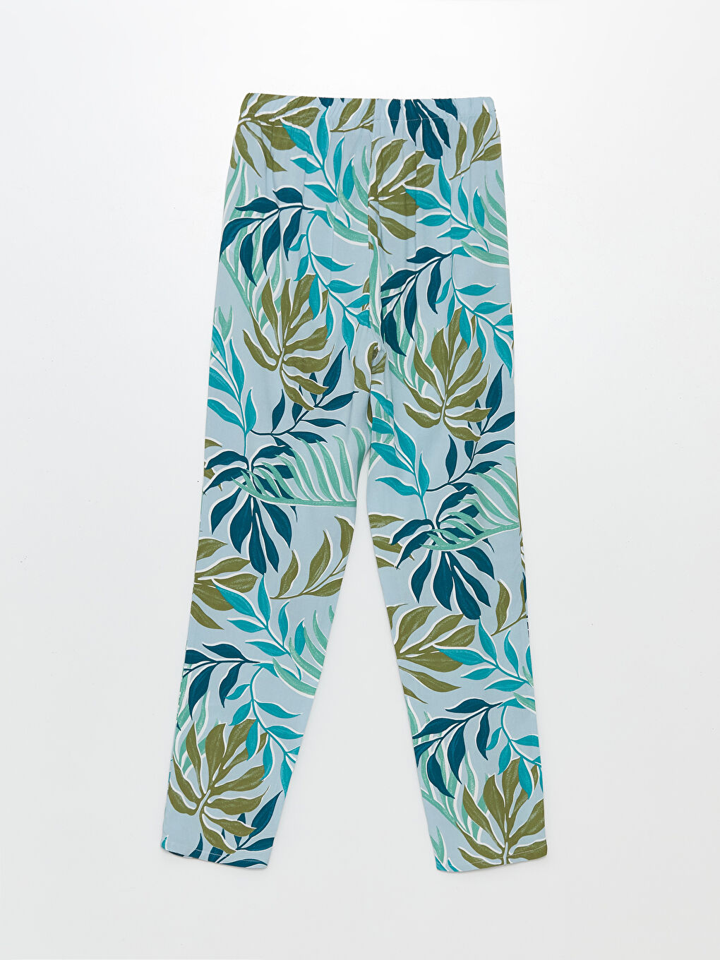 Gri Beli Lastikli Çiçekli Kadın Pijama Alt-1