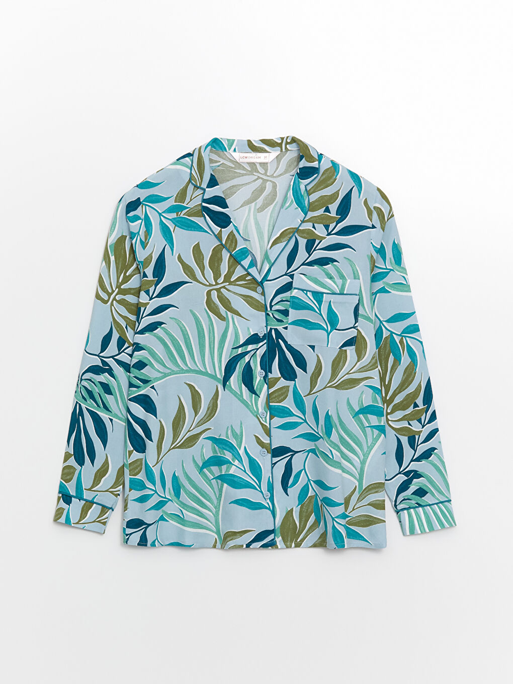 Gri Gömlek Yaka Çiçekli Kadın Pijama Üstü