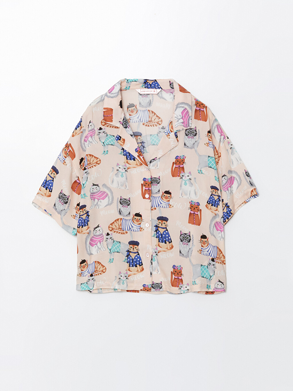 Button-Down Collar Printed Women's Pyjama Set-5