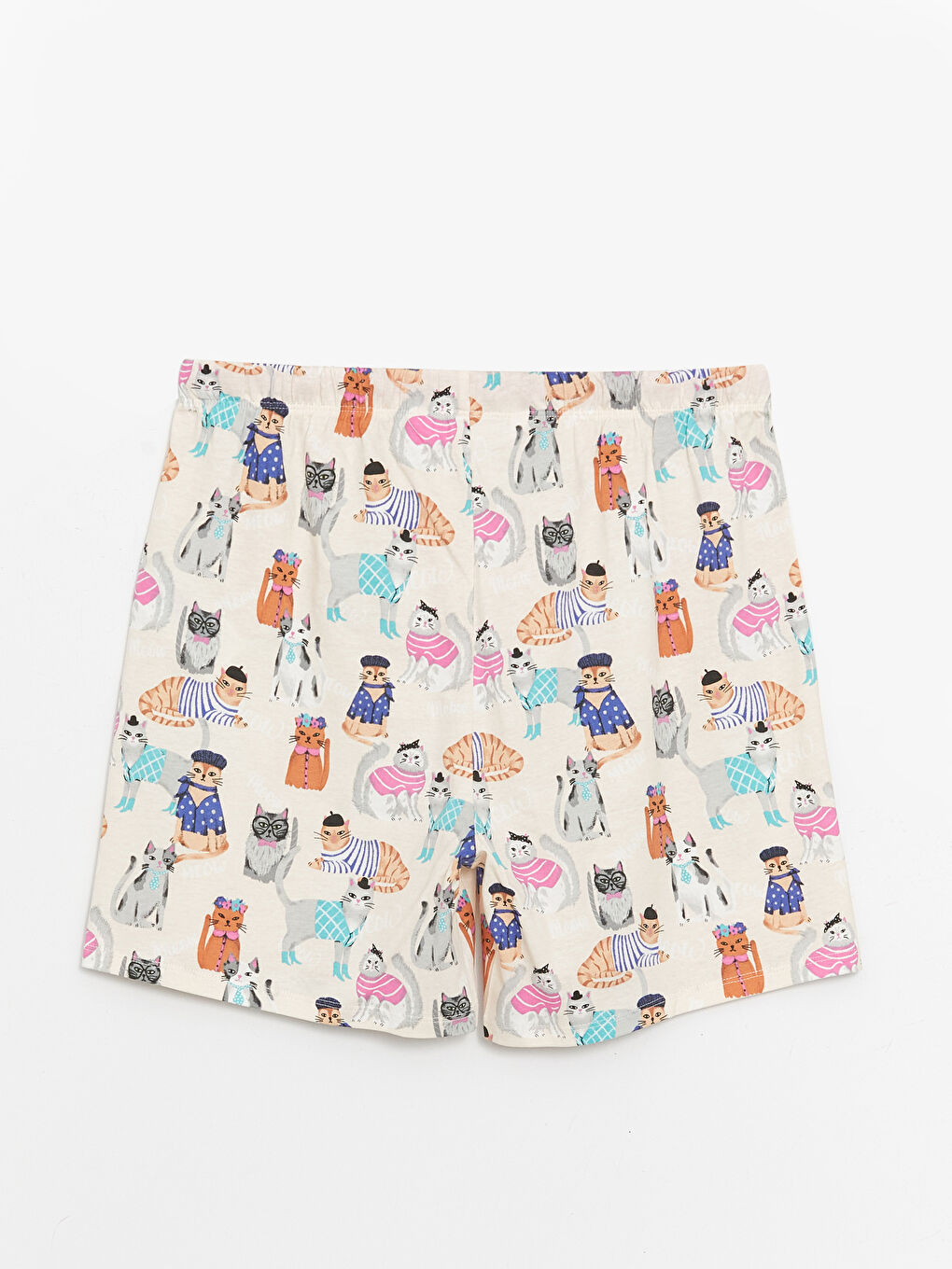 Pembe Beli Lastikli Desenli Kadın Şort Pijama Altı-1