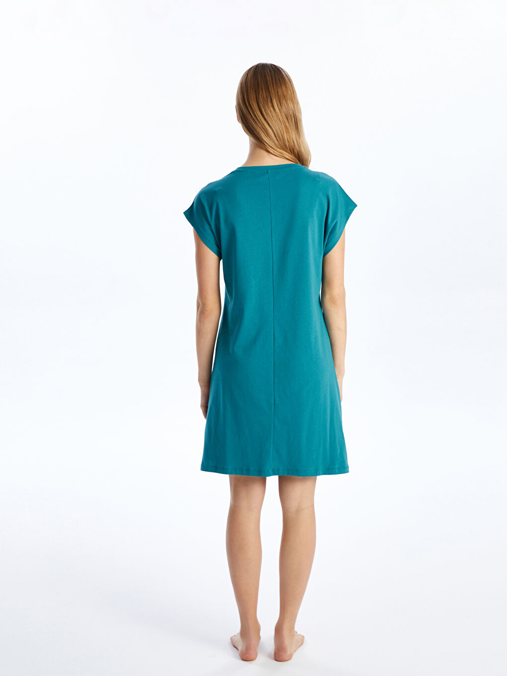Crew Neck Printed Short Sleeve Women Nightdress -S4CJ97Z8-H0V