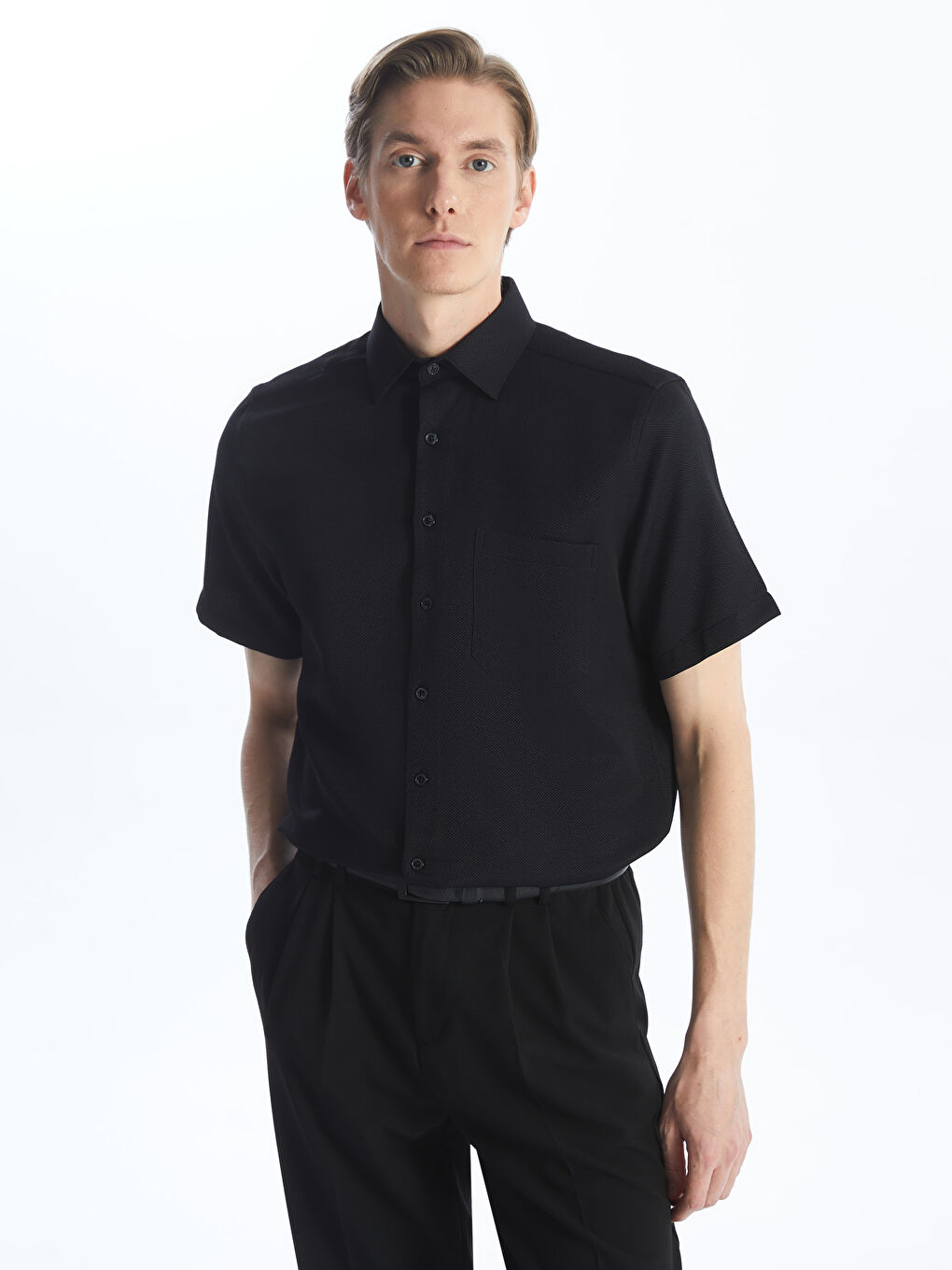 Regular Fit Men's Short Sleeve Dobby Shirt -S4CK22Z8-RQL