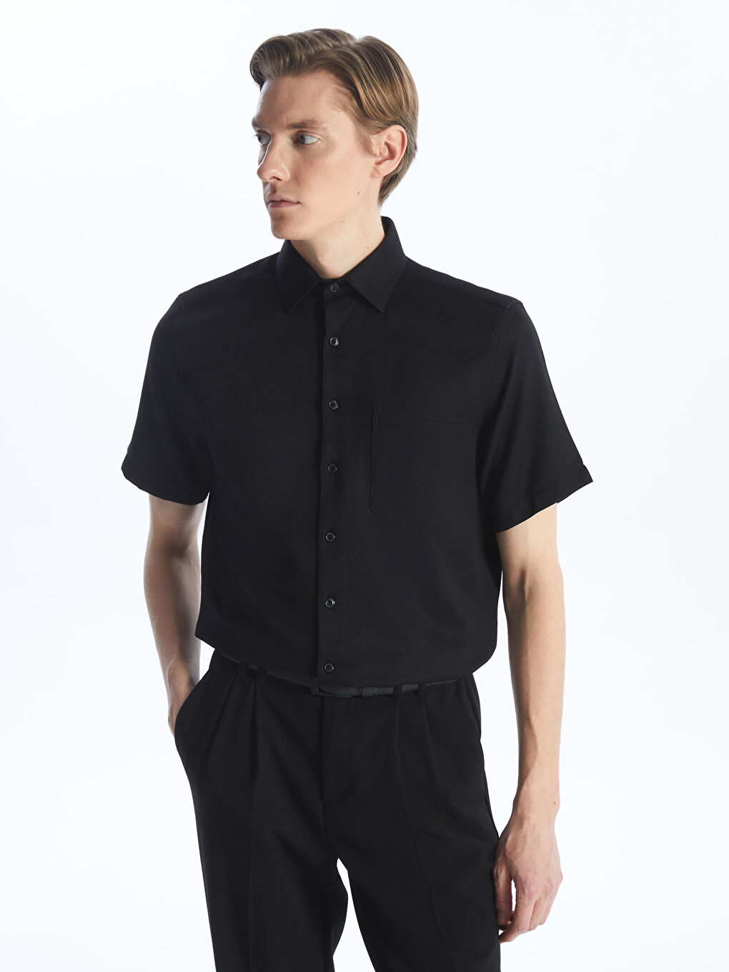 Regular Fit Men's Short Sleeve Dobby Shirt -S4CK22Z8-RQL