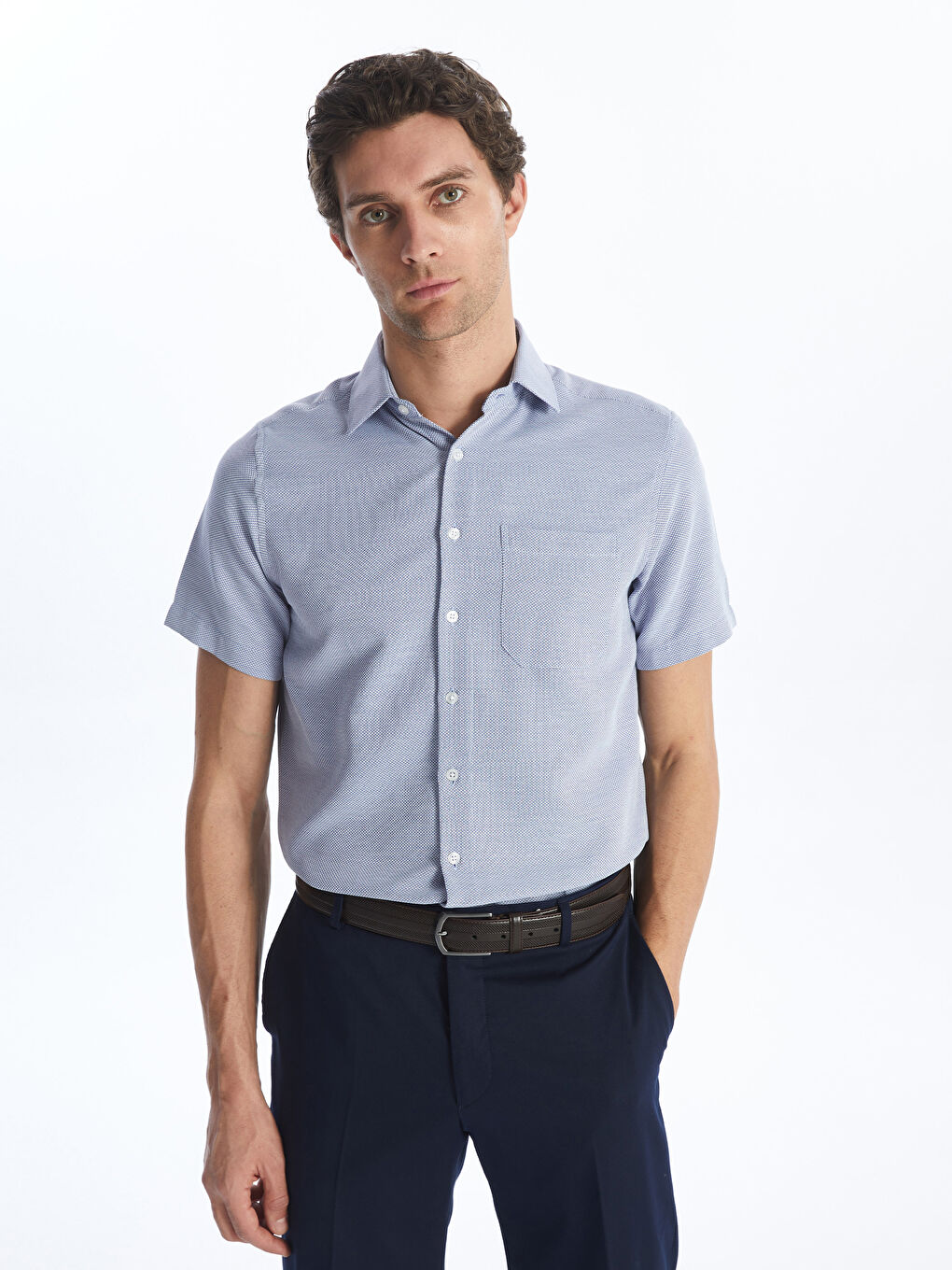 Regular Fit Men's Short Sleeve Dobby Shirt -S4CK22Z8-RYN