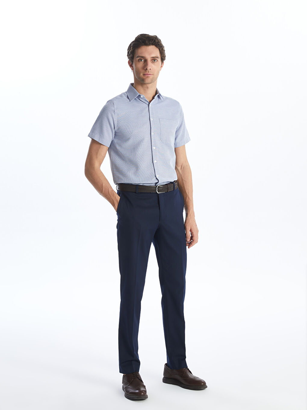Regular Fit Men's Short Sleeve Dobby Shirt -S4CK22Z8-RYN