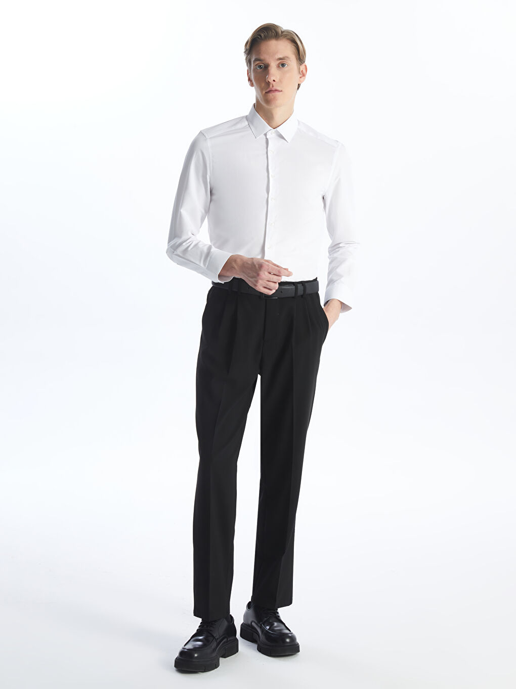 Slim Fit Long Sleeve Dobby Weave Men's Shirt -S4CK25Z8-Q6K