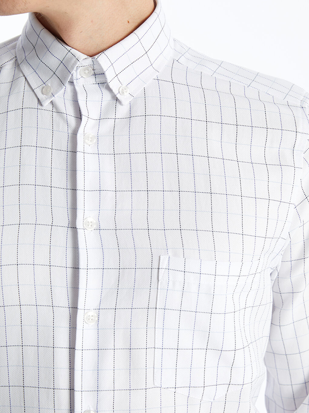 Regular Fit Long Sleeve Plaid Oxford Men's Shirt -S4CK27Z8-LLC