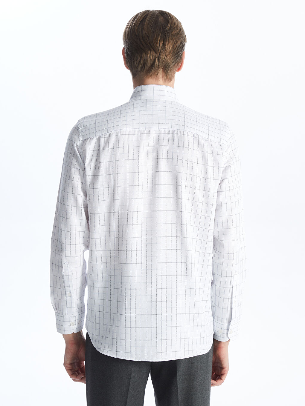 Regular Fit Long Sleeve Plaid Oxford Men's Shirt -S4CK27Z8-LLC