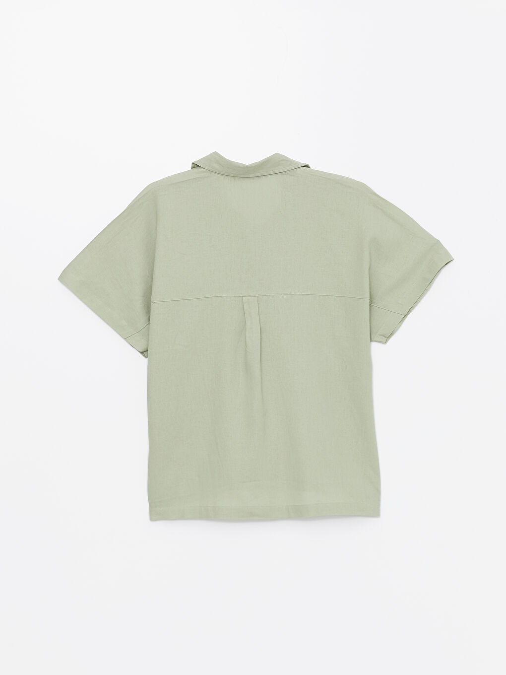 Әйелдерге арналған зығыр қоспасы қысқа жең өрнексіз оверсайз жейде-6