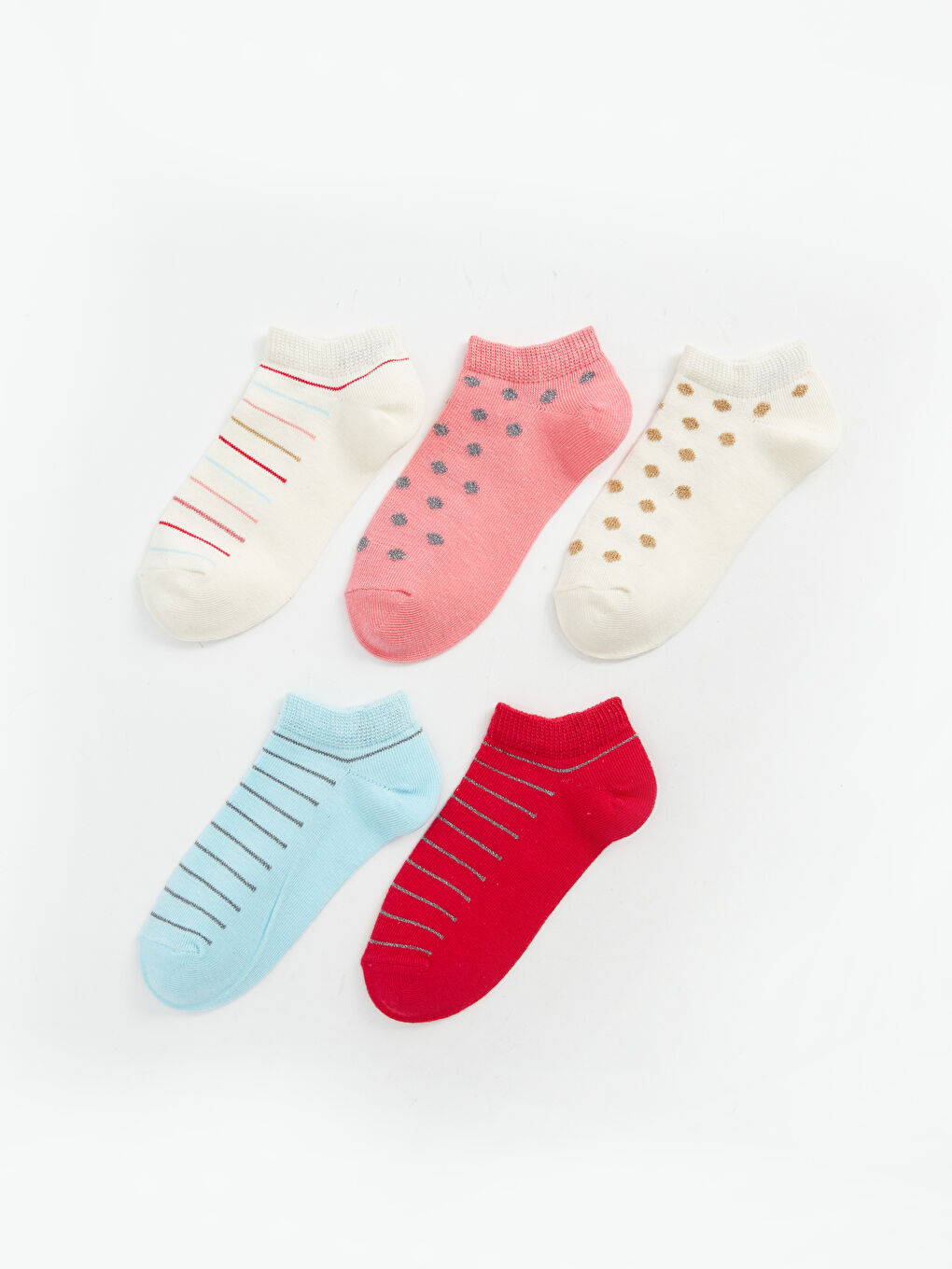 Striped Girl's Booties Socks 5 Pack -S4CK45Z4-EEW