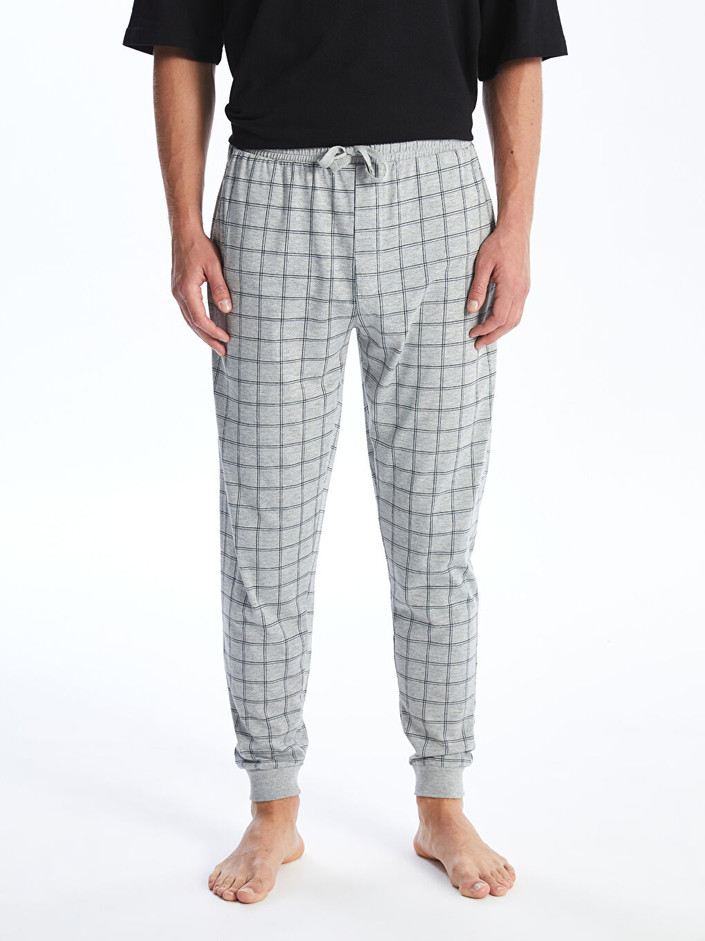بنطلون بيجاما للرجال بنقشة المربعات بقصة عادية-3